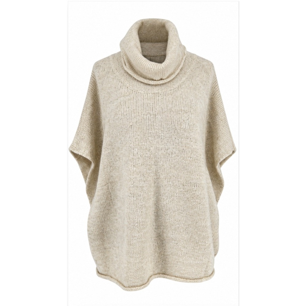Universal Thread Cowl Neck Poncho Women OSFM Beige Knit Oversized